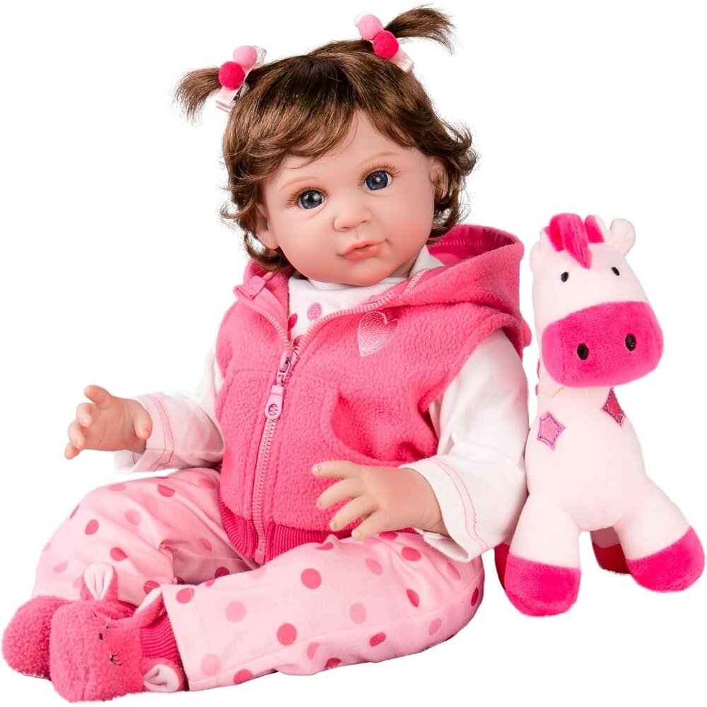 💫 Reborn Baby Dolls Pink Realistic  22 inch Wig Hair Accessories Gift Set Toy